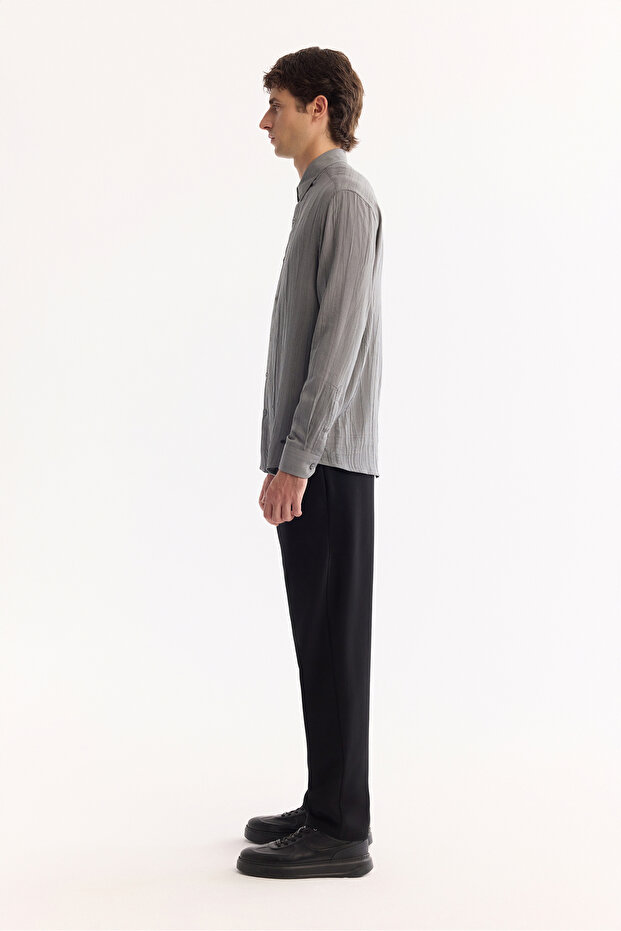 Erkek Regular Fit Gri Alttan Biritli Soft Touch Gömlek A52Y2055 - 3