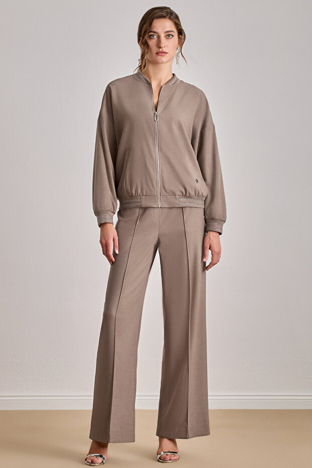 Bomber Bej Dokuma Ceket - 1