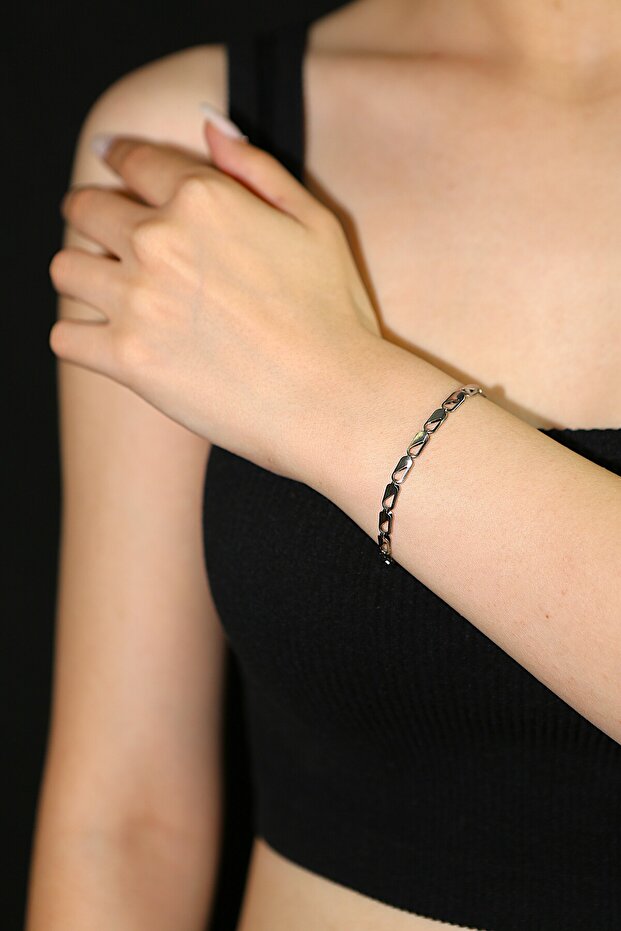 Steel Silver Color Stainless Bracelet: Curved and Minimal Elegance Unisex