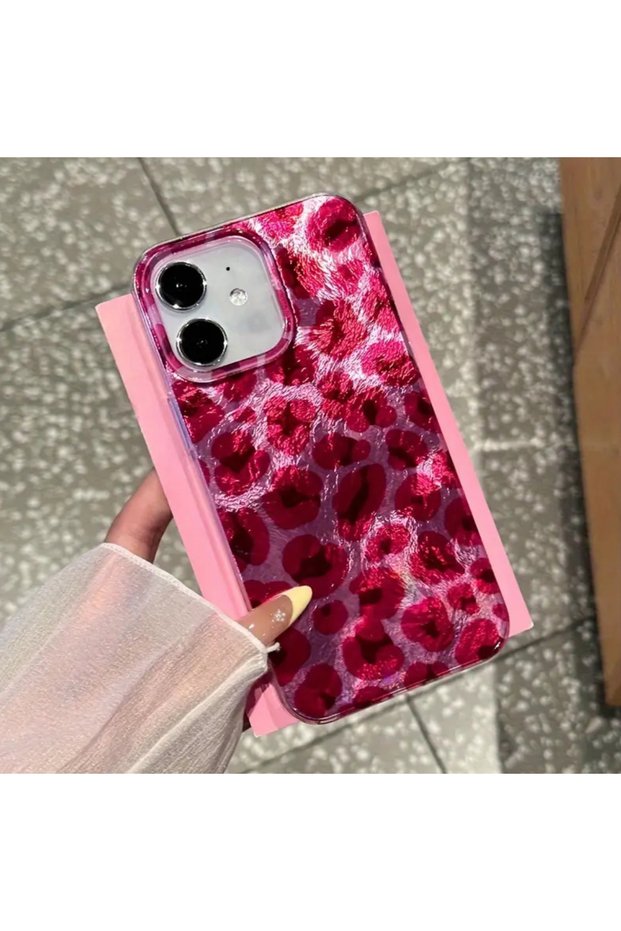 iPhone 11 Aurora Red Leopard Design Glossy Soft Sides Protective Phone Case