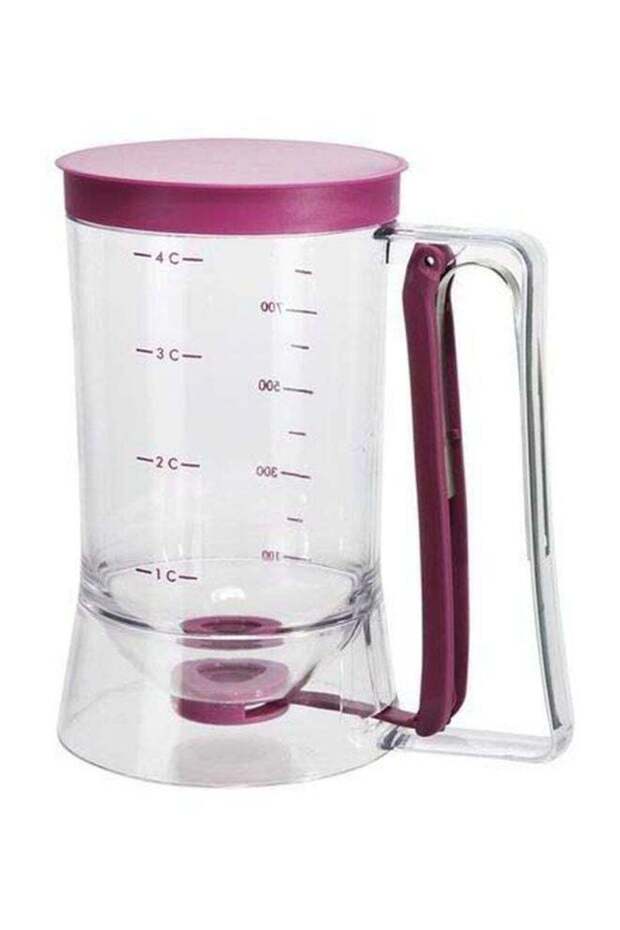 Batter Dispenser With Measuring Label Clear/Pink 4.6x7.7x6.9inch