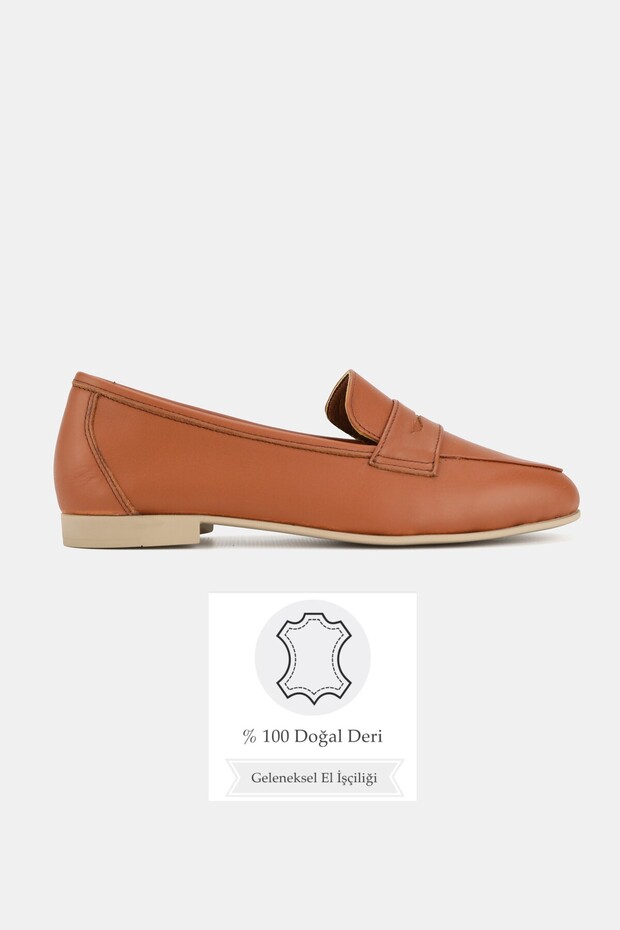 Women's Taba Khaki Natural Leather Number 36-41 Loafer Ballet