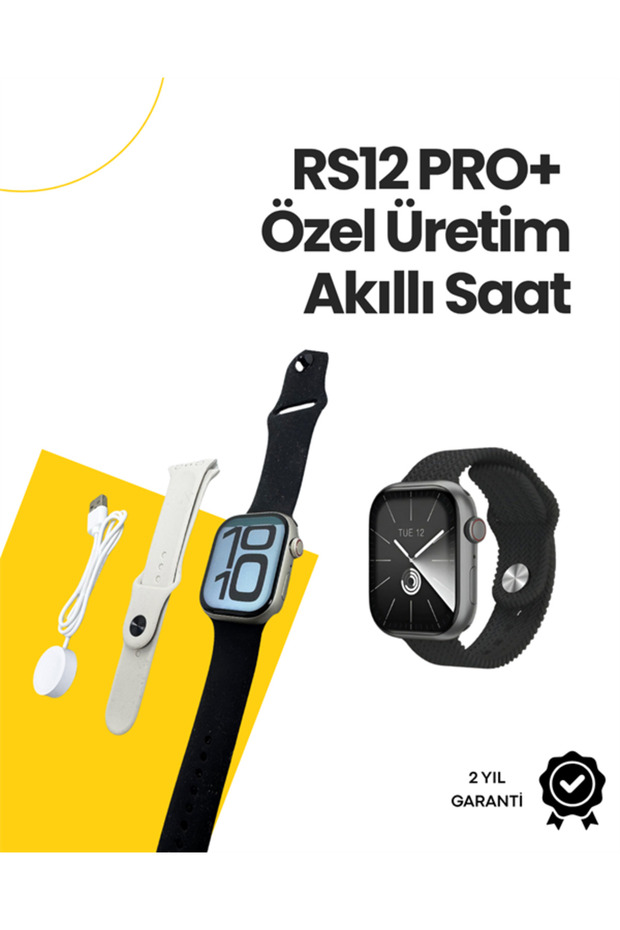 RS12 PRO+ 2025 Serisi Özel Üretim Full Ekranlı Akıllı Saat – Nabız ve Uyku Takibi, Bluetooth - 1