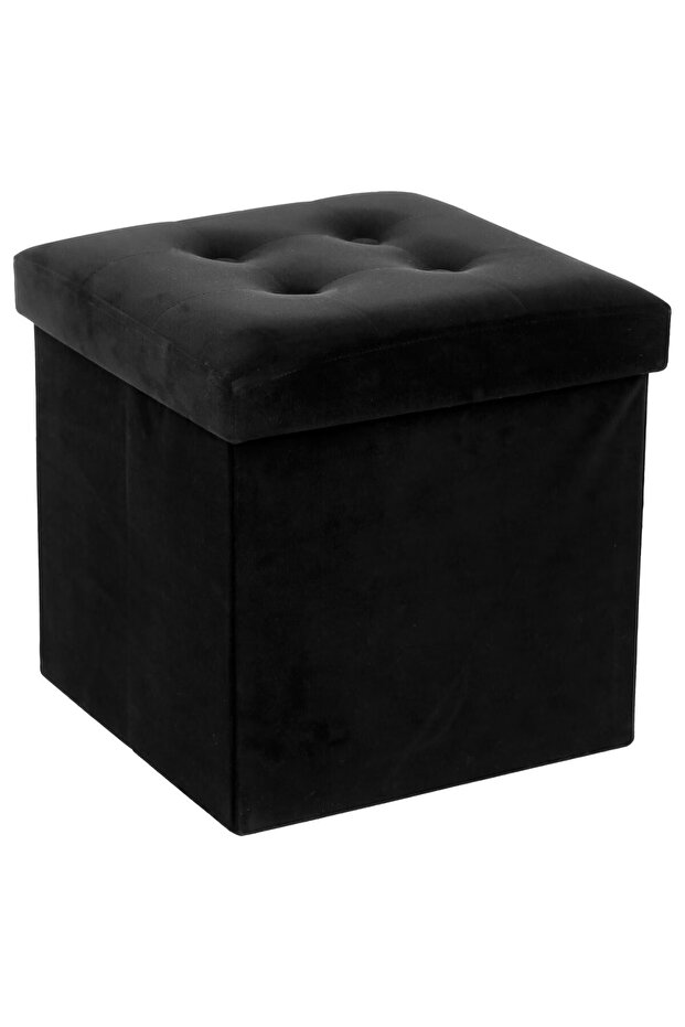 Lysandre Folding Ottoman with Storage, 38x38x38 cm, Black
