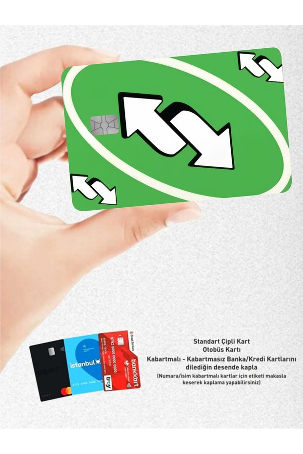 Green Uno Card - Papara, Tosla, Bus Card Covering Sticker for Credit Card