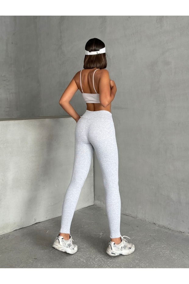 Kadın Yüksek Bel Toplayıcı Fitilli Kışlık Örme Tayt - 3