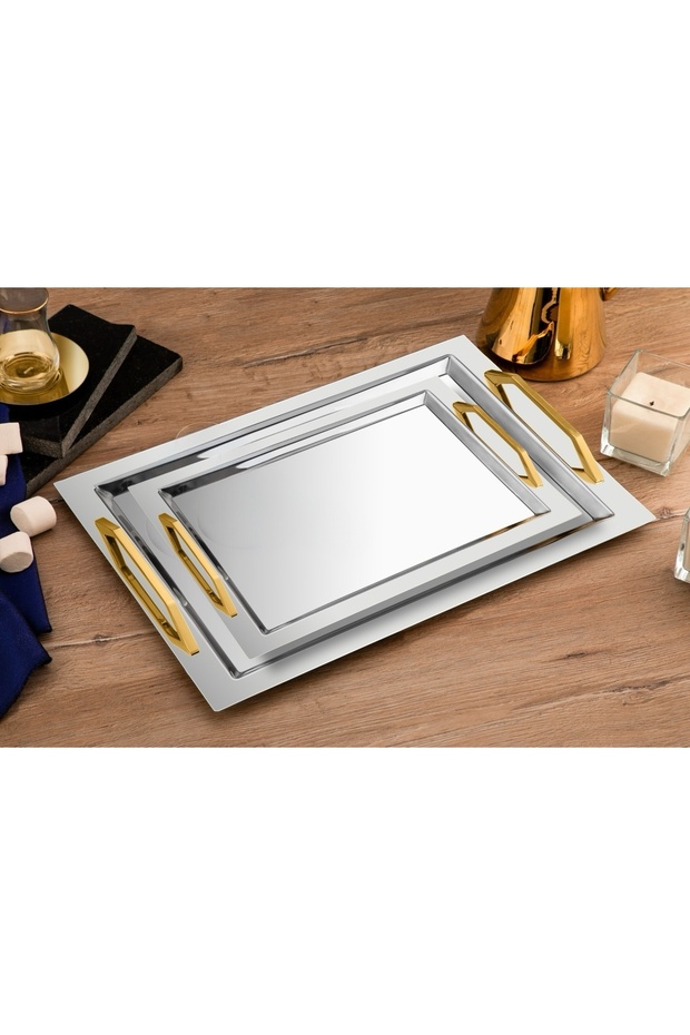 Space Çay ve Kahve Tepsi Gold 2’li Set - 1