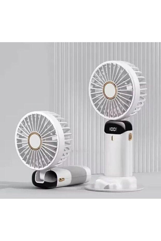 Mini Klima 5 Kademeli Şarjlı Taşınabilir Dijital Led Göstergeli El Fanı Vantilatör - 1