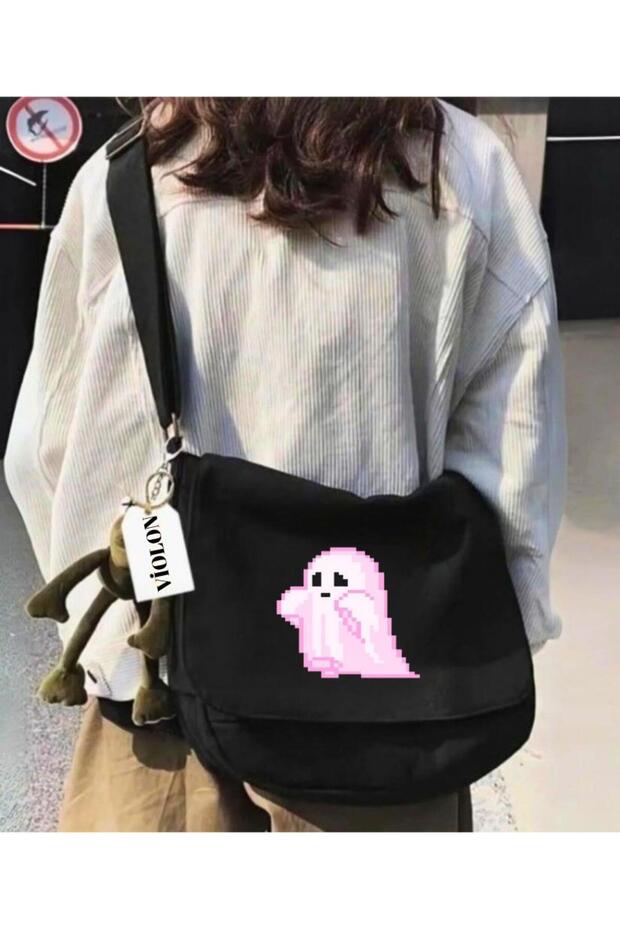 Pink Casper Printed Black Messenger Bag