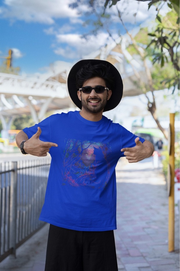 Men/Women Cat Landscape Transfer Printed Round Neck Short Sleeve T-Shirt