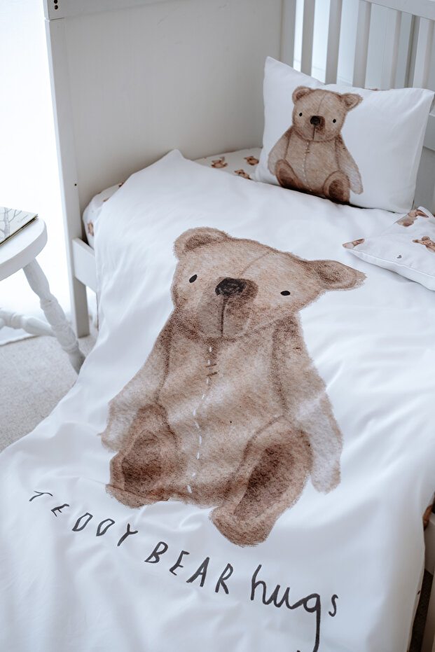 Fluffy Bear Baby Duvet Cover Set with Sheets (100X150 - 35X45 - 70X130) -Fluffy Bear