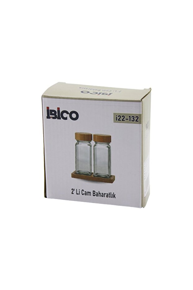 2 قطعة وعاء زجاجي للملح والبهارات بغطاء من الخيزران - 120 مل (5311) ELK43-MHM21