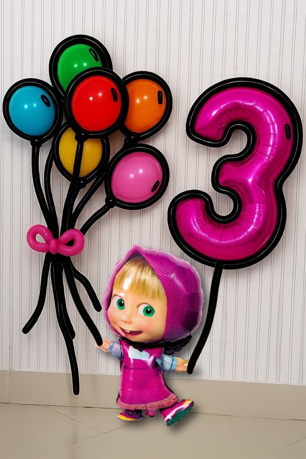 3 Years Licensed Large Size Tongs Big Bear Balloon Set Tongs Balloon Birthday Gold Number Balloon Set