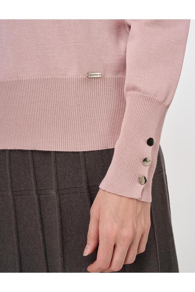 Basic Viskon Triko Kazak Pudra - 7