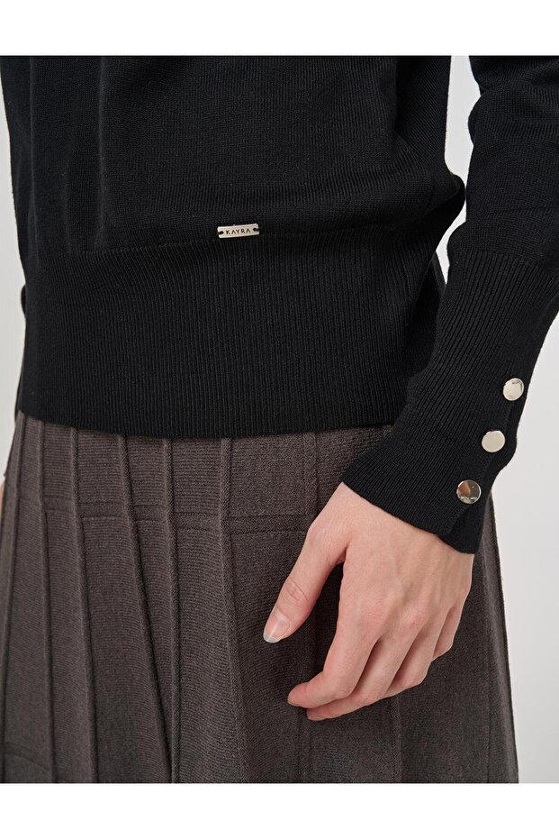 Basic Viskon Triko Kazak Siyah - 6