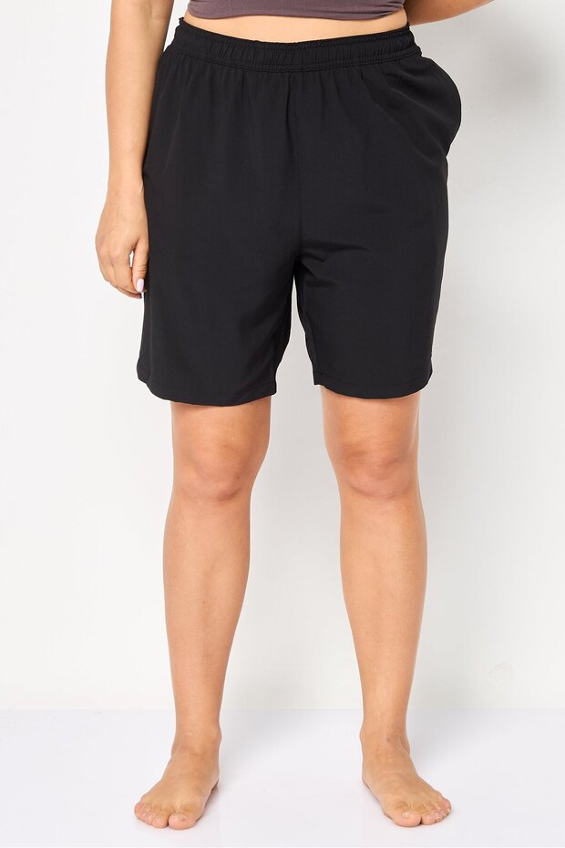 Women Brand Logo Board Shorts, Black