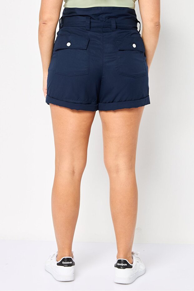 شورت نسائي سادة أساسي، أزرق داكن - 4