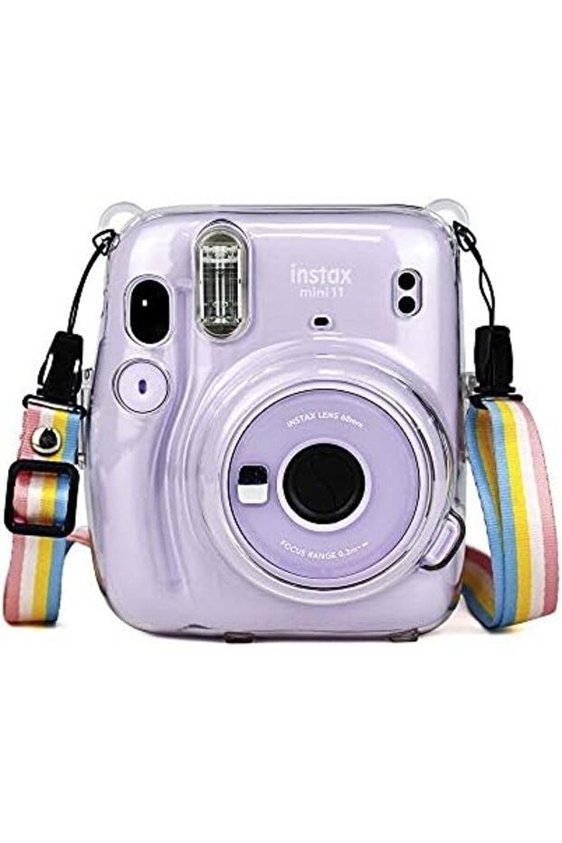 Transparent Hard Camera Case for Fujifilm Instax Mini 11 Instant Camera Cover with Adjustabl