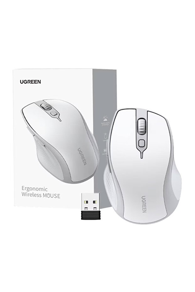 Mouse wireless, UGREEN, 2.4G, USB, Alb - 2