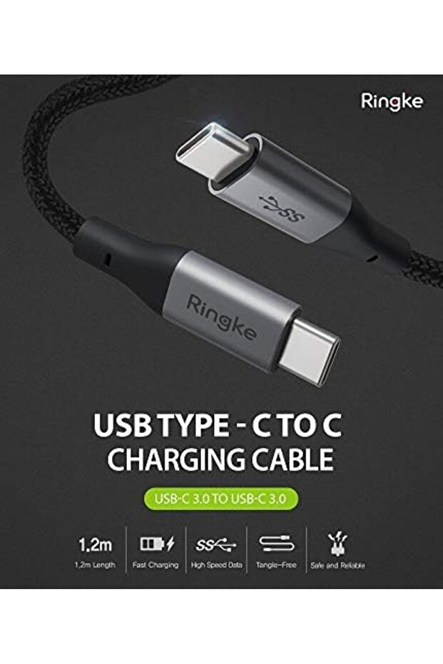 كابل USB من النوع C إلى C (4 أقدام) | أسود - 2