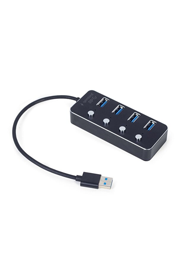Hub, Gembird, USB3.1, 4 θύρες, Μαύρο - 1