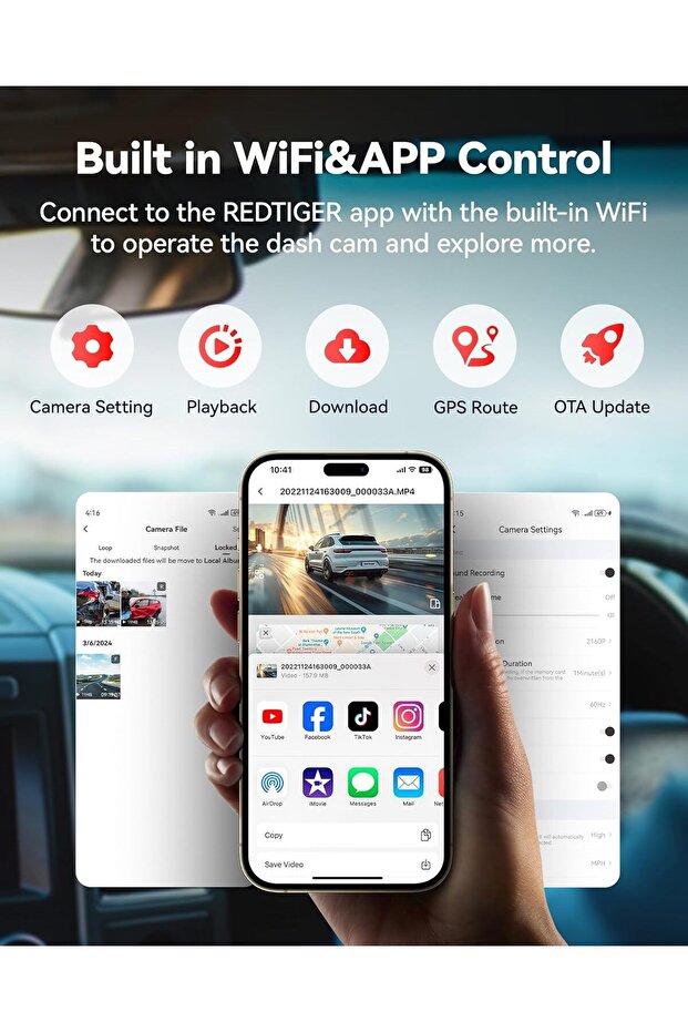 كاميرا F7NP المزدوجة بدقة 4K للسيارة - 5