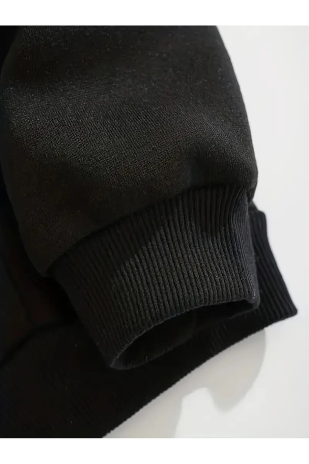 Kitty Ön Arka Baskılı Oversize Fermuarlı Siyah Unisex Kapüşonlu Hırka - 4