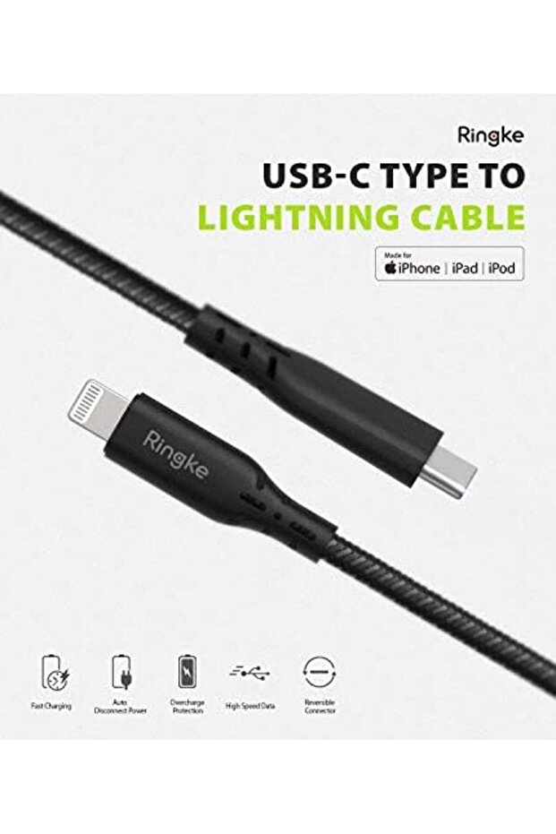 كابل من النوع C إلى Lightning (1.2 متر/4 قدم، أسود) - 4