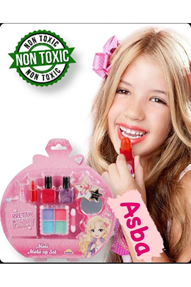 ASBA-Sürülebilir Mini Makyaj Seti-Far+Ruj + Oje + Aksesuarlar Hepsi Bir Arada Kuaför Set - 3 Yaş + - 2