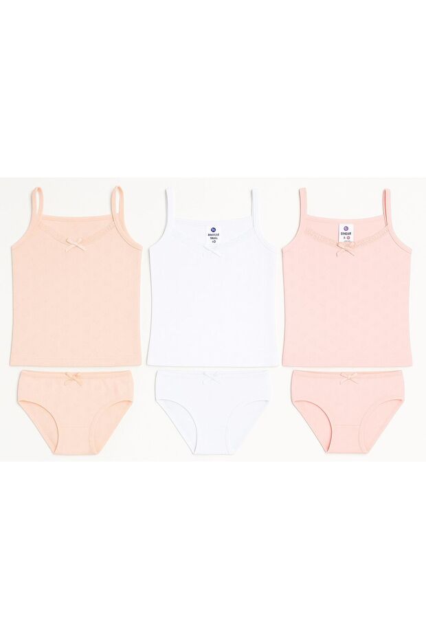 Girls' Jacquard String Strap Tank Top Shorts Set of 6 - Summer Underwear