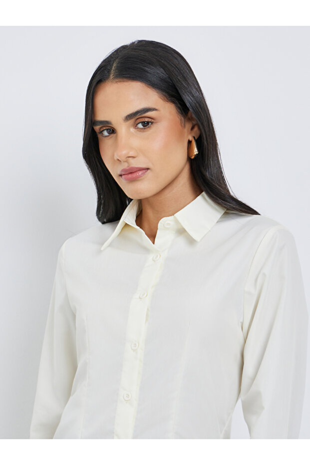 Solid Buttoned Spread Collar Shirt - 3