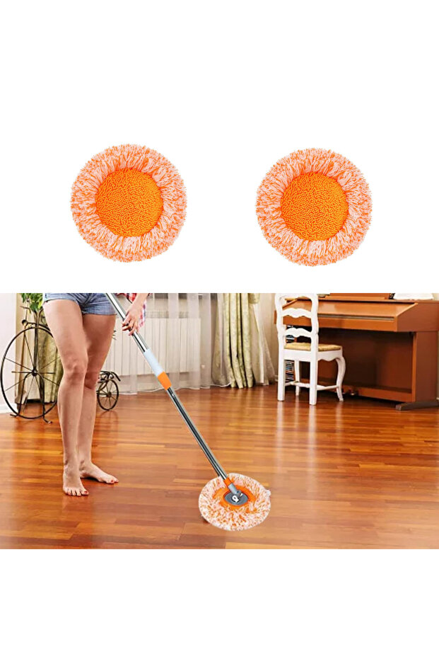 Set of 2 orange mop refills, for rotating head diameter 16 cm, mop outer diameter 24 cm - 4