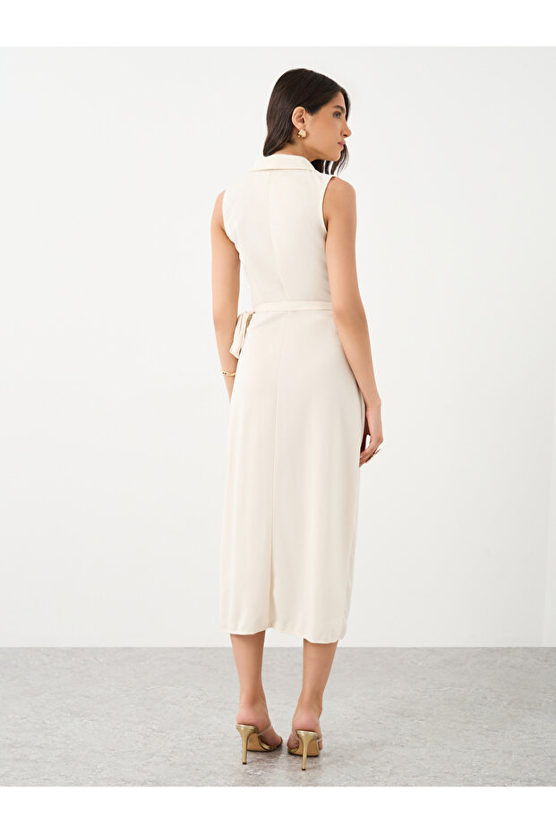 فستان ميدي سادة بدون أكمام - 5