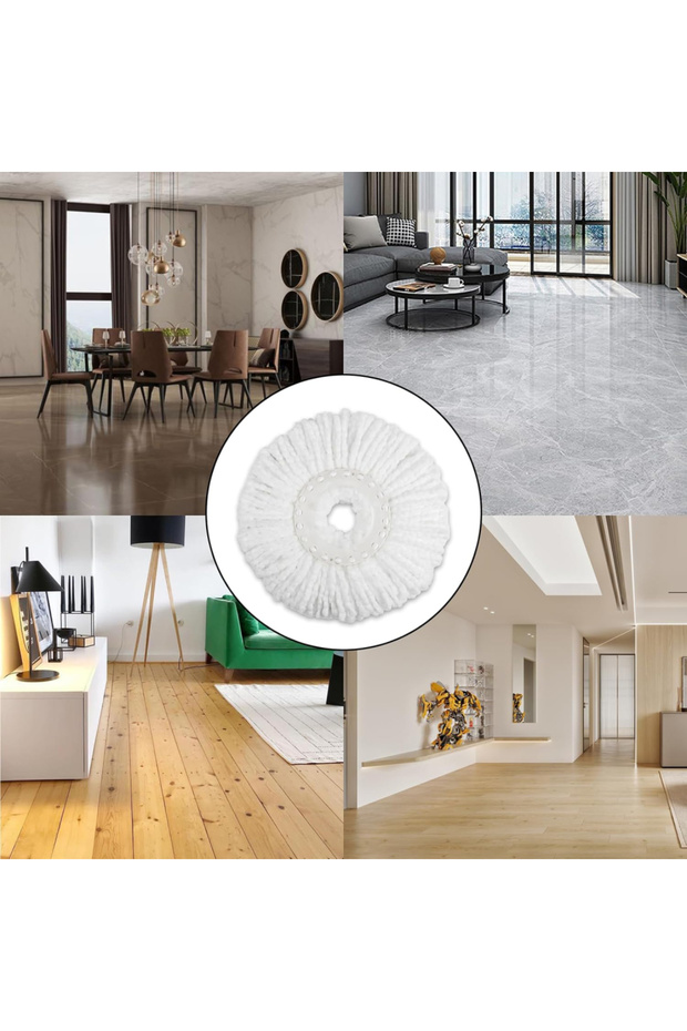 Set of 2 white mop refills, for rotating head with diameter 16 cm, outer diameter 30 cm - 5
