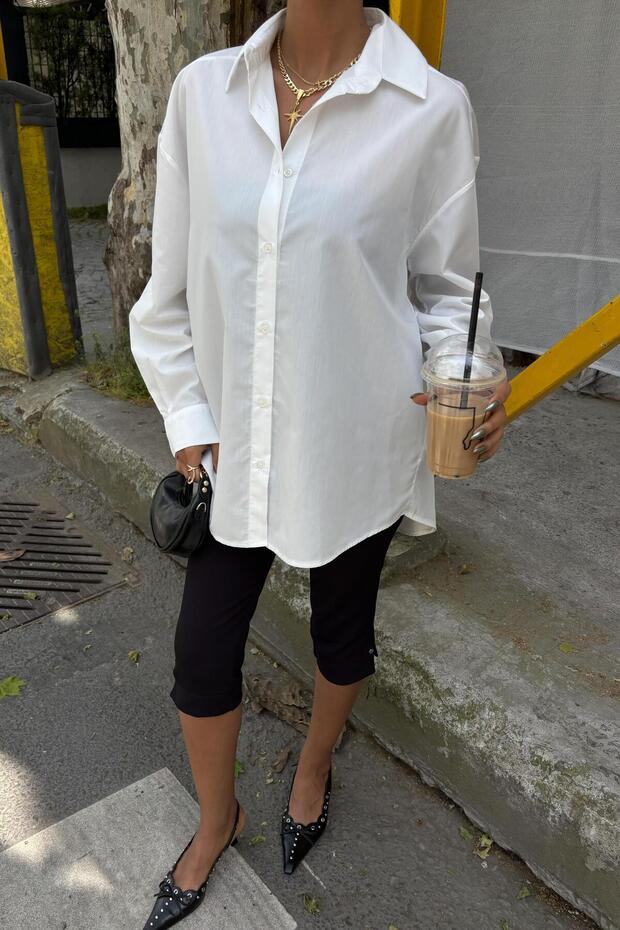 Klasik Oversize Poplin Gömlek 3421 R8-H-K4 - 9