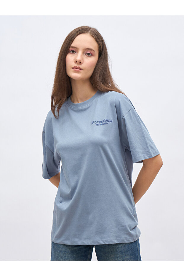 Embroidered Slogan Oversized T-Shirt - 2