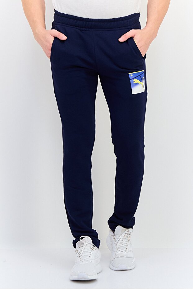 Men Sportswear Fit Drawstring Outdoor Sweatpants, Navy