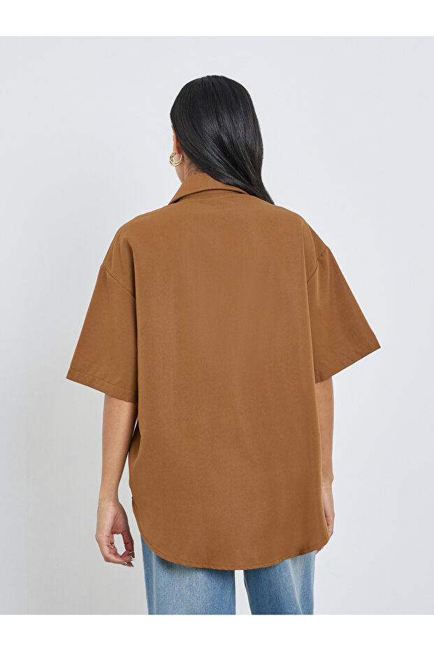 Solid Buttoned Spread Collar Shirt - 5