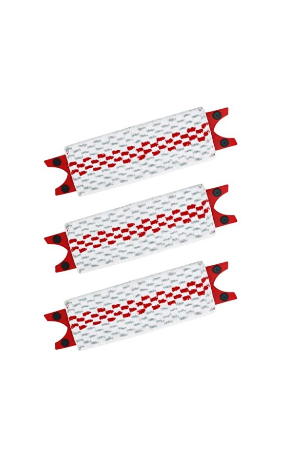 Set of 3 mop refills compatible with Ultramax, red and white microfiber - 1
