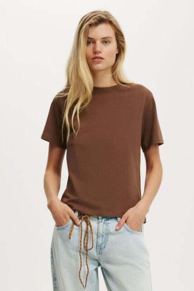 Brown Basic Short Sleeve Women's T-Shirt Sh280