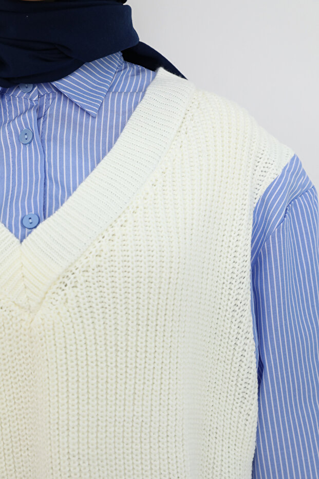 Gömlek Detaylı Süveter - 4