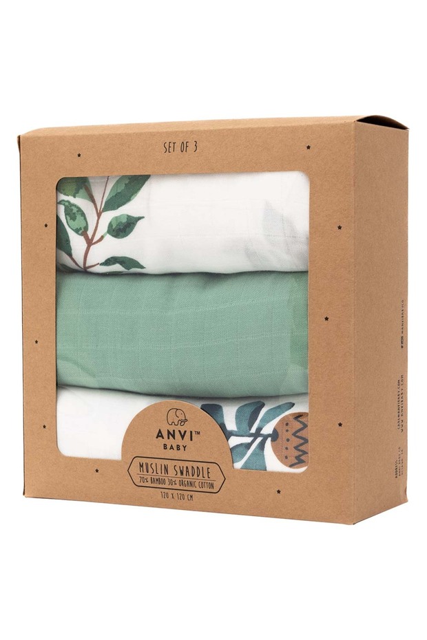Green Planet Bamboo Swaddle 120x120cm - Pack of 3