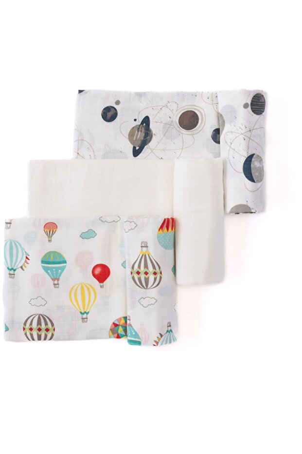 Planets & Balloons Bamboo Swaddle 120x120cm - Pack of 3