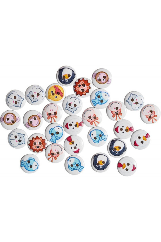 Animal button set, 15mm, 30 pcs - 1