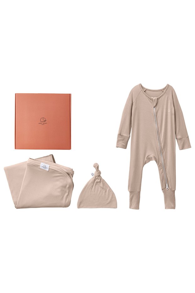 Couture - 2pc-Set - Bamboo Swaddle And Sleep Suit - Mocha_0-3M