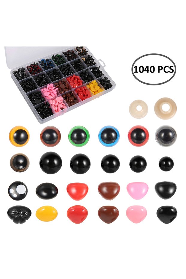 1040Pcs 1040pcs Plastic Safety Eyes Noses for Toy Crochet Stuffed Animals Colorful Doll Eyes for Cra