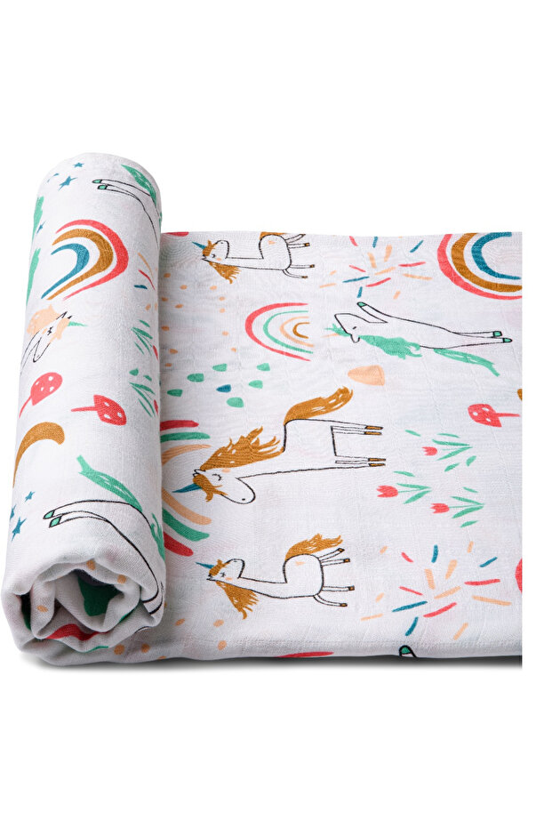 Organic Bamboo Muslin Swaddle - Unicorn Nation