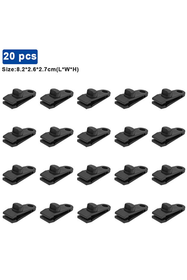 20pcs Outdoor Sturdy Tent Clips Camping Tarpaulin Clips Anti-wind Fixed Clamp Tent Hook Clips Heavy