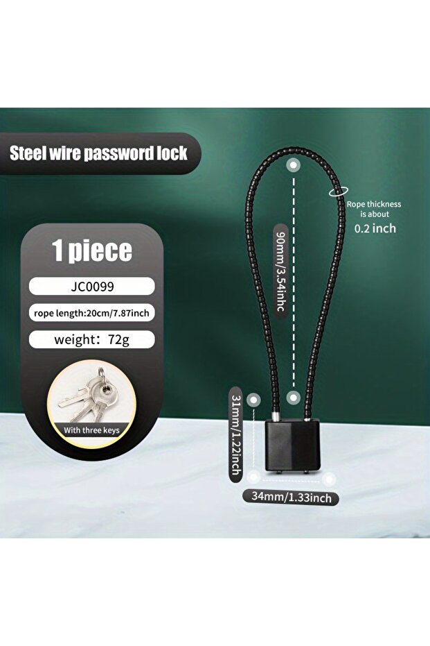 A 20/28/38cm Luggage Locks, Zinc Alloy Key Lock for Travel Suitcase, Backpack, Lockers
