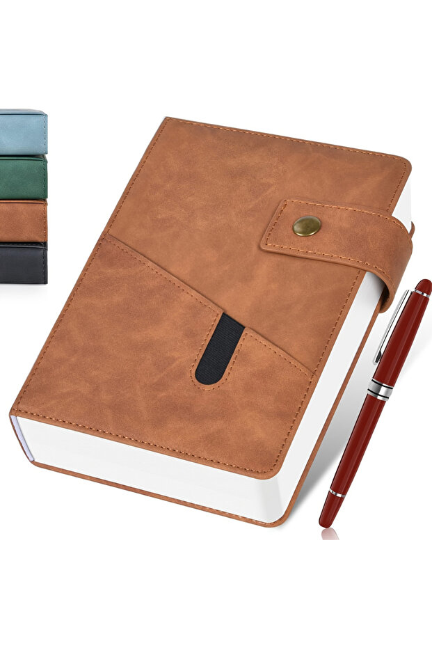 A5 brown A5 Size 200-Page Premium Leather Journal with Elastic Pocket Perfect Personal Daily Diary f